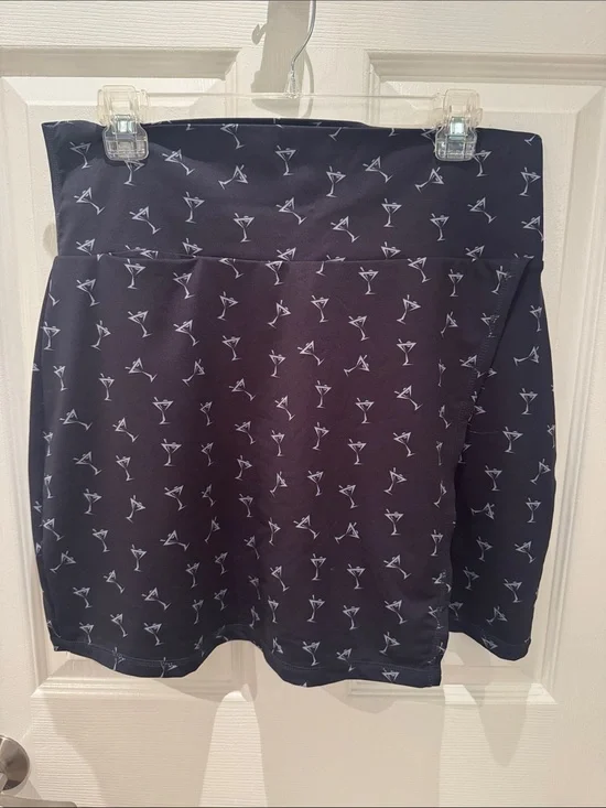 Golf Mini Skort with White Martini Print - Navy