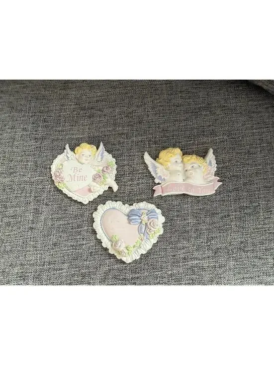 Vintage Valentine Angelic Cherubs Fridge Magnets Cupid Love Hearts Floral Lot