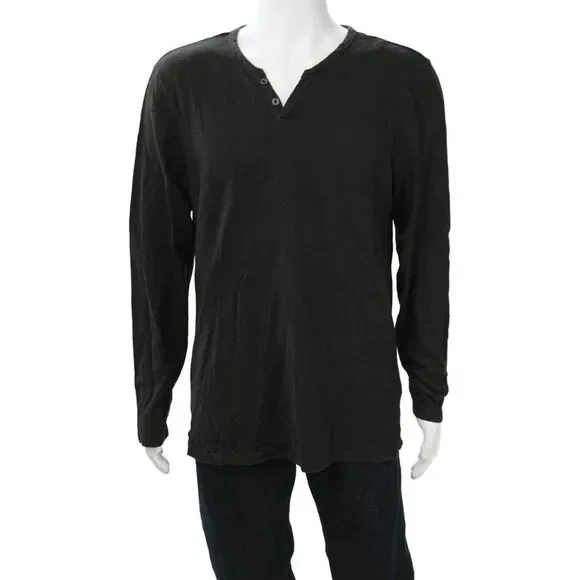 Joes Mens Black Hemp Long Sleeve T-Shirt Size L