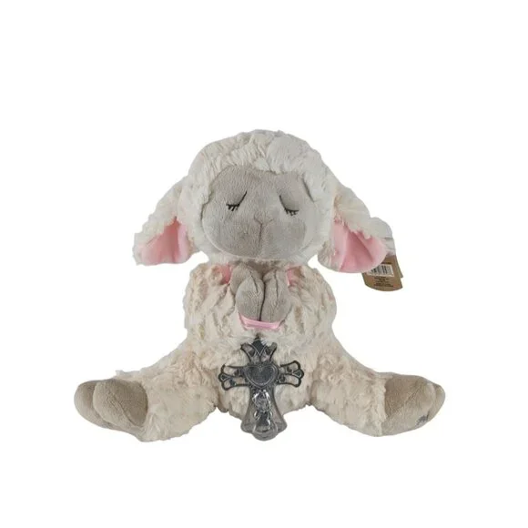 Ganz Serenity Lamb w/Crib Cross Jesus Loves Me Plush Stuffed Animal‎ Cream Pink