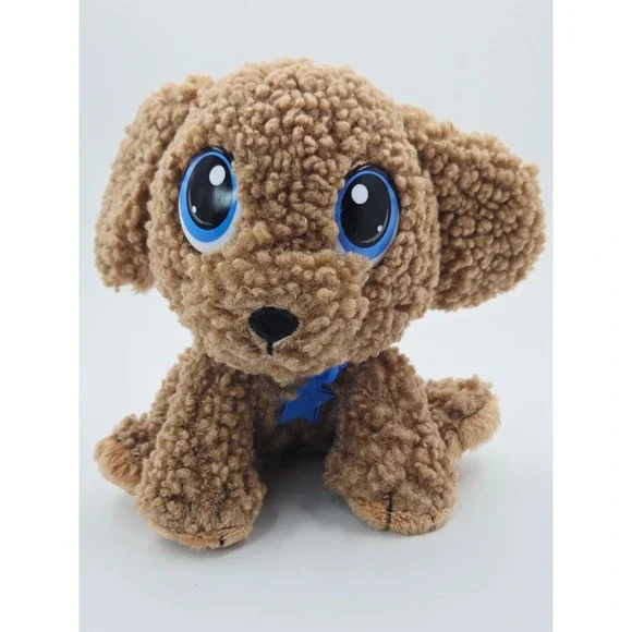 Little Tikes Rescue Tales Golden Doodle Poodle Plush Brown Curly Puppy Blue Eyes