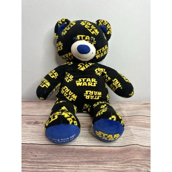 Build A Bear Star Wars Logo‎ Teddy Black Yellow Blue Plush 2016. Plays theme.