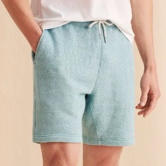 Faherty Brand XL‎ Knit Lounge Shorts Aqua Blue Textured Drawstring Cotton Mix