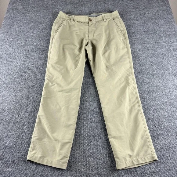 Under Armour Pants Mens 36x29 Beige Khakis Nylon Stretch Golf Pockets UA Logo