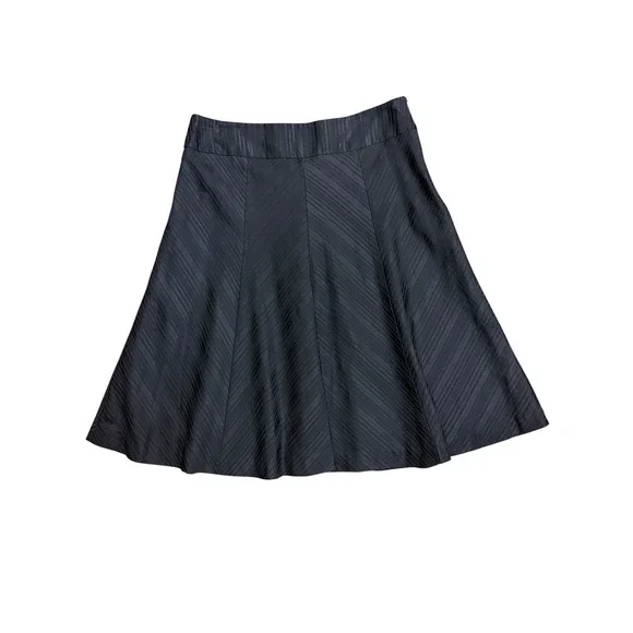 Trina Turk Los Angeles Black Diagonal Pleated A-Line Skirt Size 6