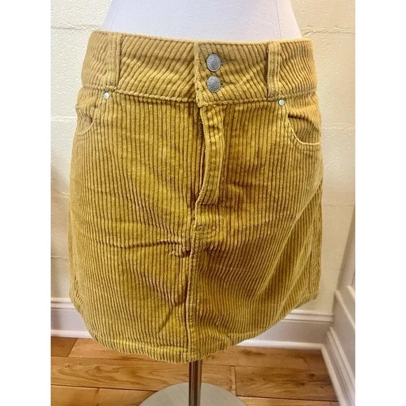 Mustard Yellow‎ Pacsun Corduroy Mid Skirt Size 28 100% Cotton