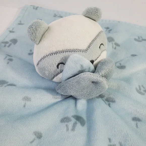 Gerber Modern Moments Baby Blue Plush Raccoon Mushrooms Security Blanket Lovey
