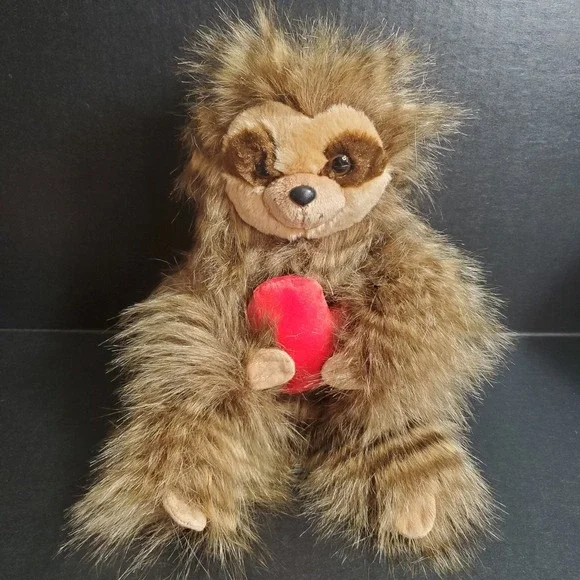 Aurora Furry Sloth Plush Holding Red Heart Romantic Love Stuffed Animal 2017