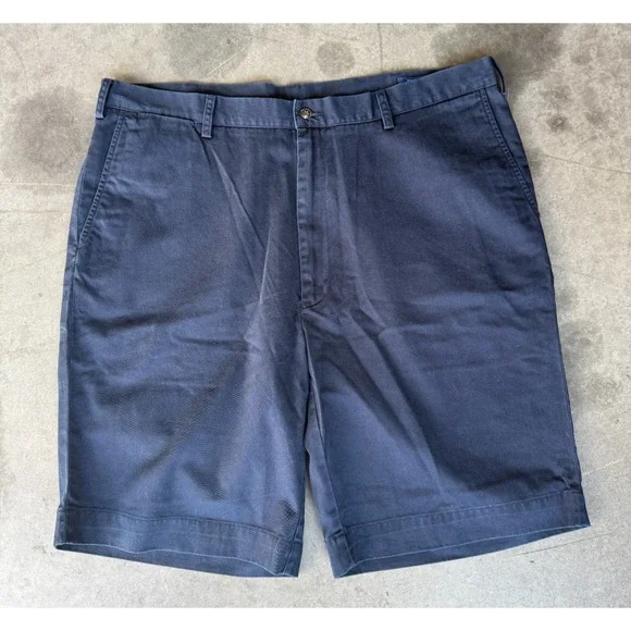 Mens Sz 40T Polo Ralph Lauren‎ Navy Blue Short Flat Front Chino
