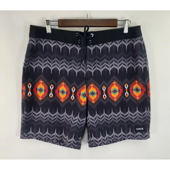 Hurley Phantom 4 Way Stretch Swim Trunks Men's 32 Board Shorts Black