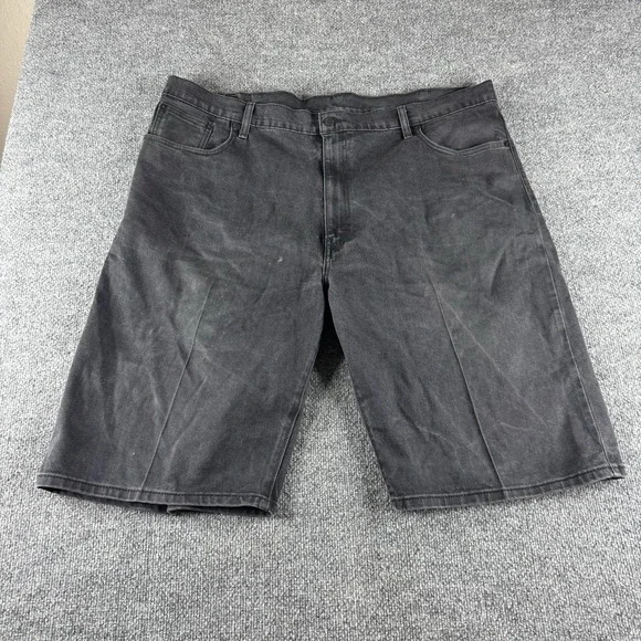 Levis 569 Denim Shorts Mens 44 Black Charcoal Wash Relaxed Fit Stretch