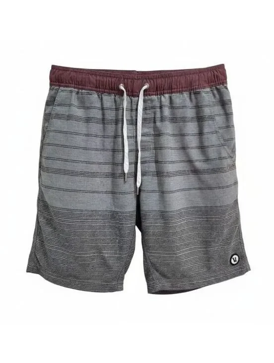VUORI Kore Athletic Shorts Mens M Gray Burgundy Stripe Lined Gym Running V302