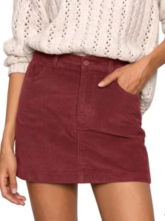 Stretch Corduroy High Waisted Mini Pencil Skirt with Pockets