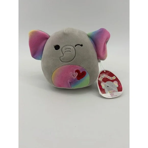 Squishmallows Mila Elephant Plush Kids 5 Inch Grey Rainbow Valentine Hearts 2022