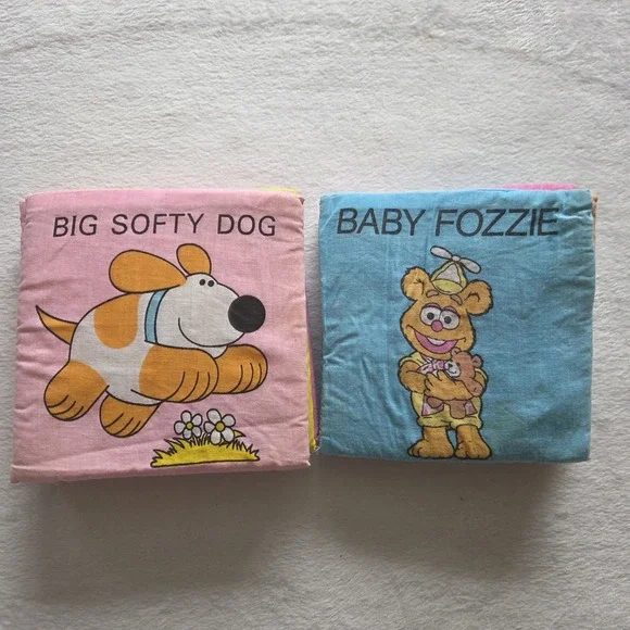 Vintage 1980s‎ Soft Cloth Childrens Interactive Books Lot Of Two Muppets Animals