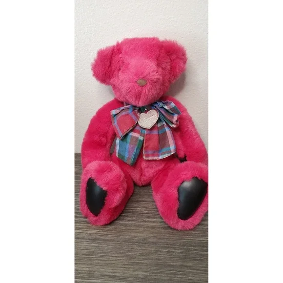 Vintage 1992 GUND VICTORIA'S SECRET Plush Pink TEDDY BEAR Stuffed Animal Plaid