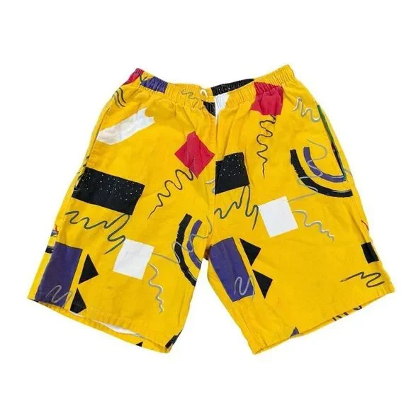 Bordeaux pacific vintage cotton shorts abstract print Made in USA sz L
