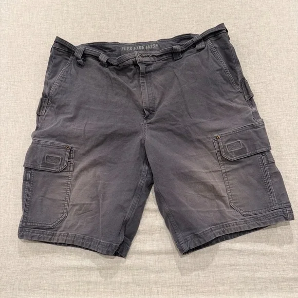 Duluth Trading Co Flex Fire Hose Cargo Shorts Mens 46 Gray Workwear Cotton