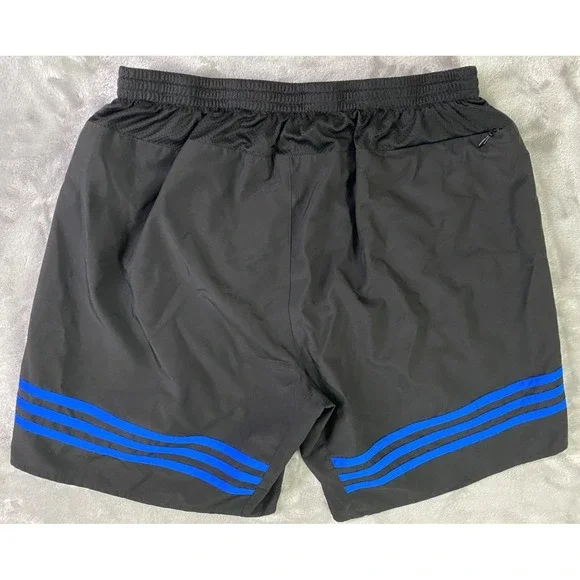 Adidas Response Athletic Shorts Mens Large Black Blue Climalite 3-Stripe Running