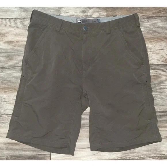 REI‎ UPF 50+ Shorts Men's 34 Brown 100% Nylon Zipped Pockets Outdoor Hiking