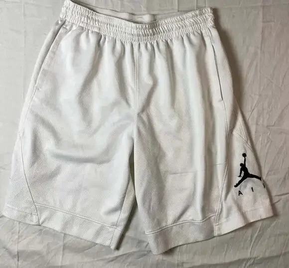 Nike Air Jordan Rise White/Black Mesh Basketball Shorts Size Large (1178)