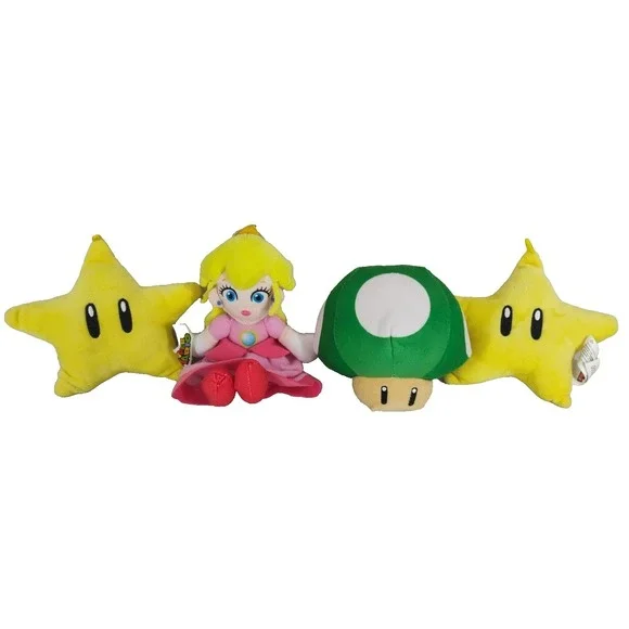Super Mario Brothers 4pc Plush Lot  Stars‎ Toad Princess Peach