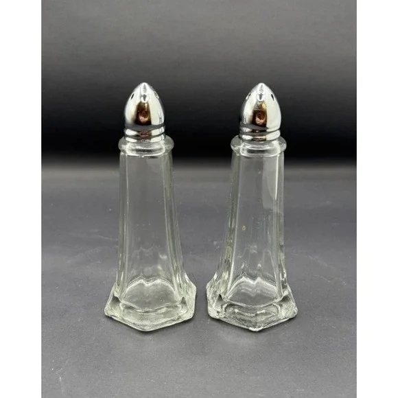 Vintage and Elegant  Tower Style Glass Salt and Pepper shaker Set