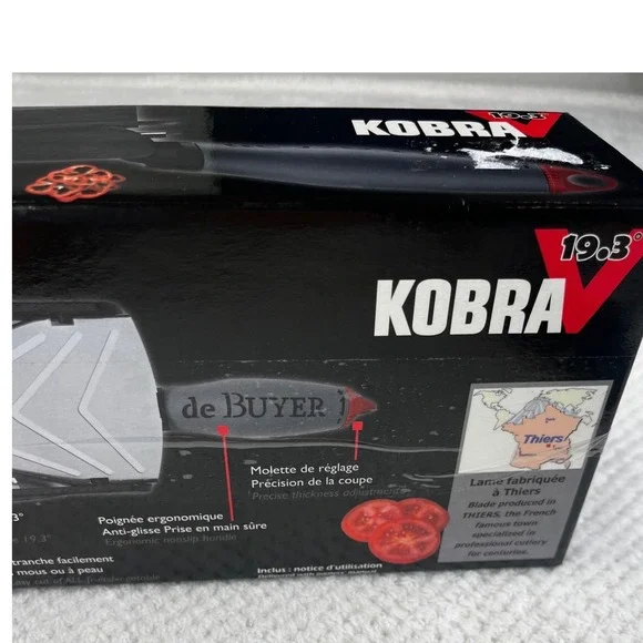 de Buyer Kobra Adjustable Mandoline Slicer V-Blade Stainless Steel Black 19.3
