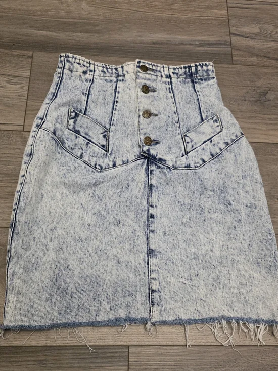 Vintage 80s Filippo Totti Acid Wash High Waisted Denim Skirt - Size 5/6