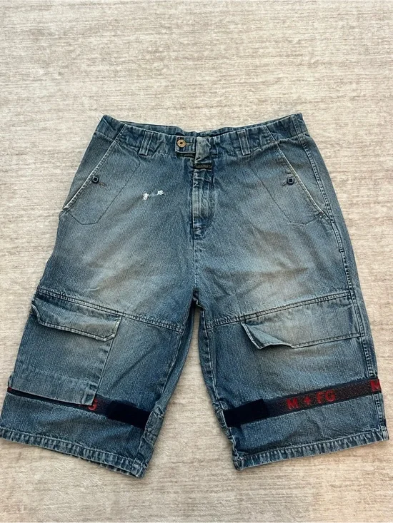 Marithe Francois Girbaud Blue Denim Cargo Shorts size 34