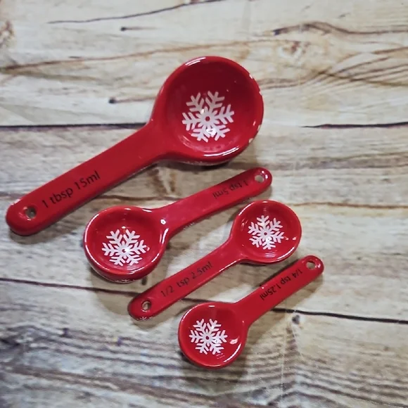 Red Snowflake Christmas Holiday Measuring Spoons‎