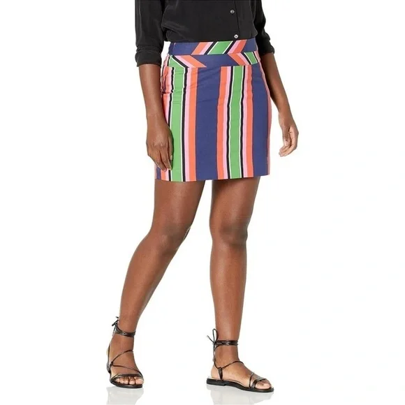 Trina Turk Free Time Mini Skirt Women's Size 4 Portofino Striped Pencil Lined