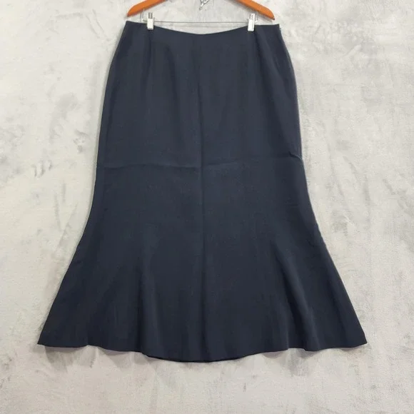 Vintage Jones New York Skirt Womens 16 Blue High Waist Flare Hem Trumpet Lined