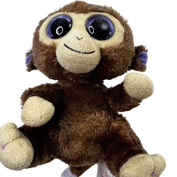 Ty Beanie Boos‎ Coconut Monkey Brown Plush Stuffed Animal Glitter Purple Eyes 6