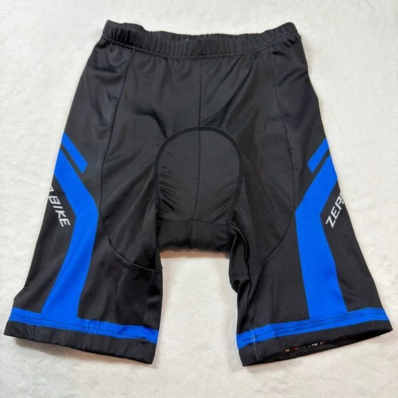 Zero Bike Padded Cycling Shorts Mens Large Black Blue Gel Padded‎ Good Condition