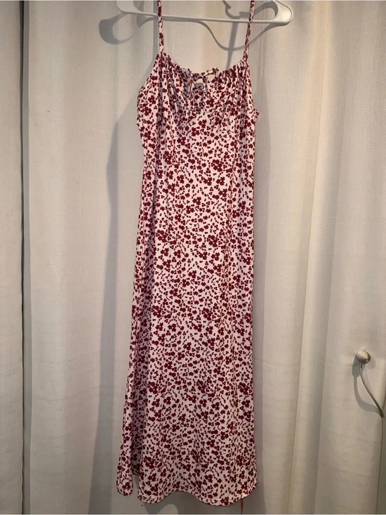 SHEIN White Maxi Slip Skirt with Pink Floral Print