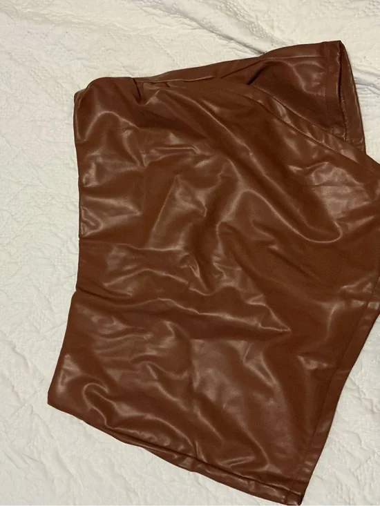 Kids Brown Faux Leather Bottoms
