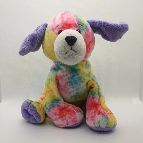 Ganz Webkinz Tie Dyed Puppy HM385 Stuffed Animal Toy Plush 8 In Retired No Code