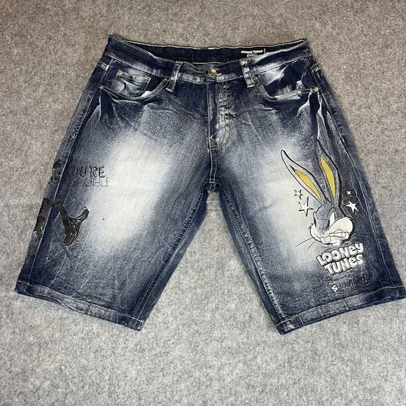 Southpole Denim Shorts Looney Tunes Bugs Bunny/Daffy Duck Waist Sz 30 11