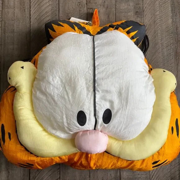 Vintage Garfield Nylon Pillow plush 1990s play-by-play Hangable Fun Cat Face