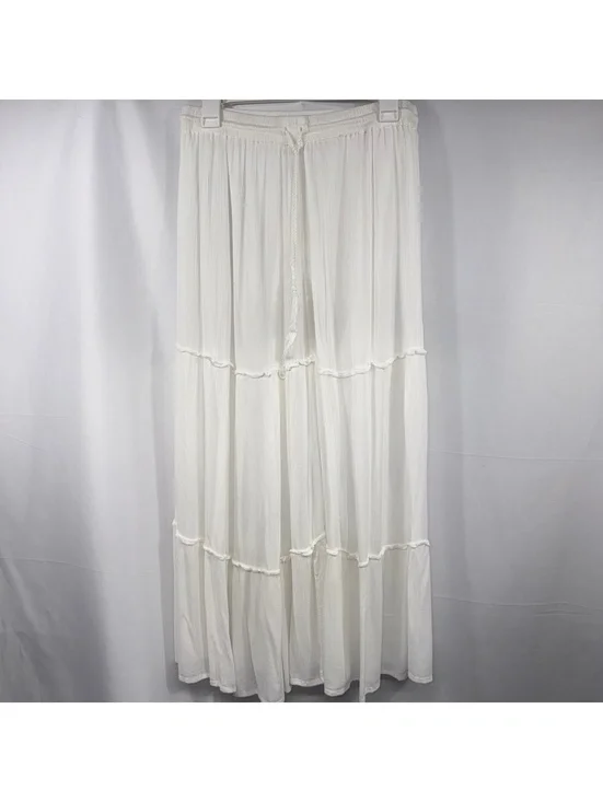 Gypsie Blu White Tiered Boho Maxi Skirt Size M
