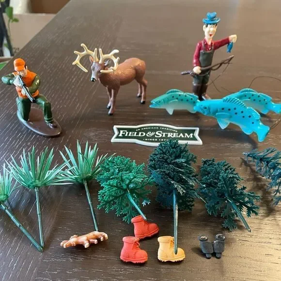 Field & Stream Hunter Deer & Fisherman Fish Trees Accessories Cake Topper Sets