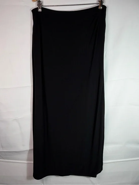 White House Black Market Black Draped Faux Wrap Maxi Skirt Medium Chic Classic