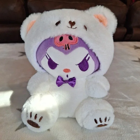 Kuromi Plush Doll in White Bear Costume Plush 8 Inches Cozy Anime‎