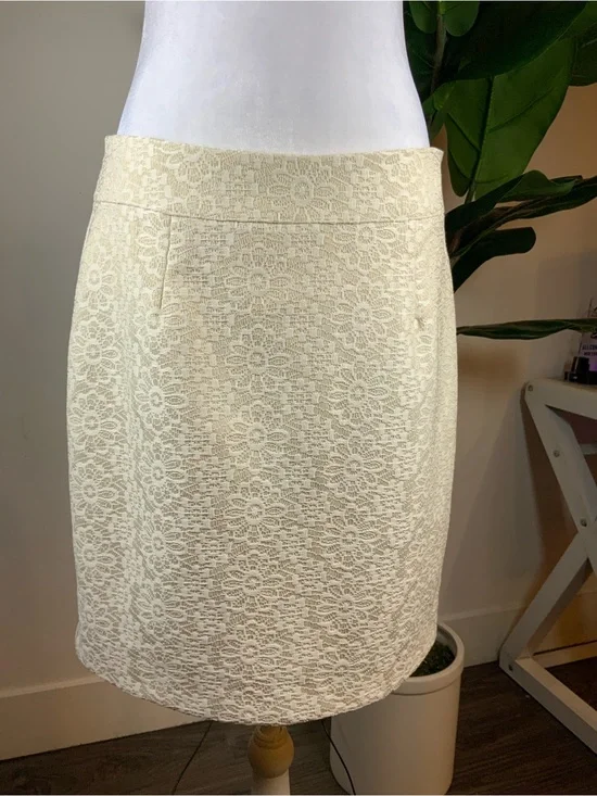 Banana Republic Cream Lace Pencil Skirt