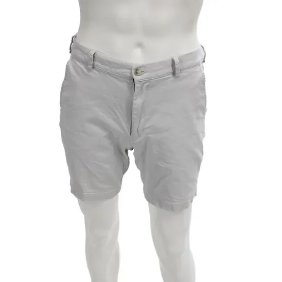 Peter Millar Mens Chino Shorts Gray Pima Cotton Button Solid Size 32