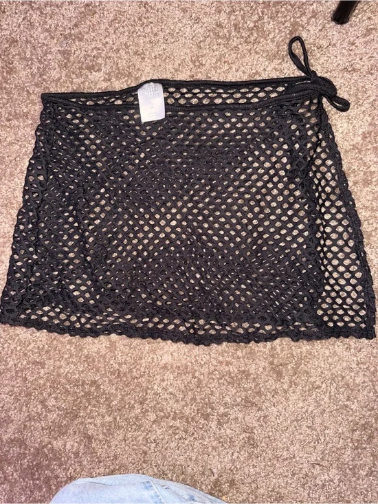 Black Crochet Bikini Coverup / Mini Skirt