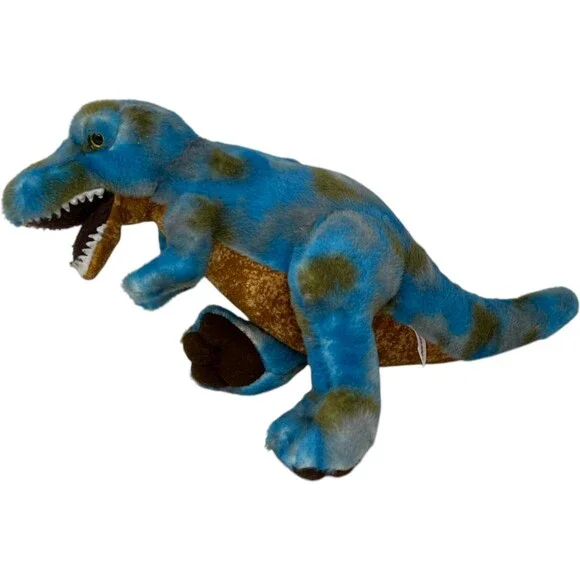 Aurora Plush Toy Unisex Size Small Blue Brown Spotted T-Rex Dinosaur Stuffed