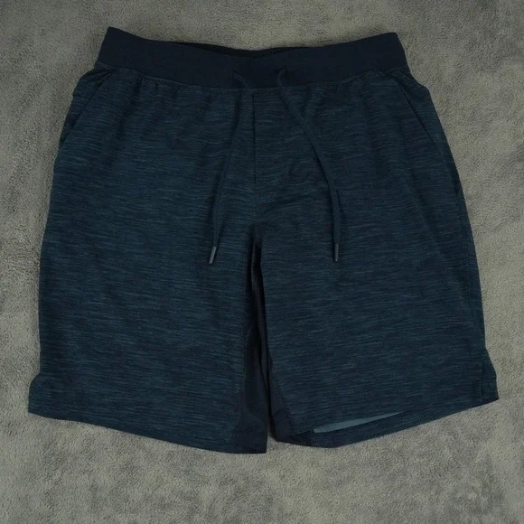 Lululemon T.H.E. Short Mens L Blue Space Dye Lined Athletic Gym Workout‎ Shorts