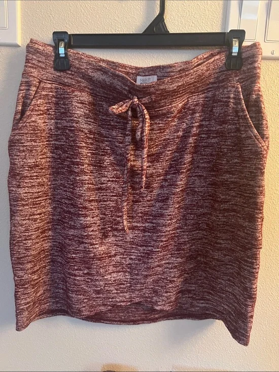 Market & Spruce Marled Wine Red Drawstring Mini Skirt
